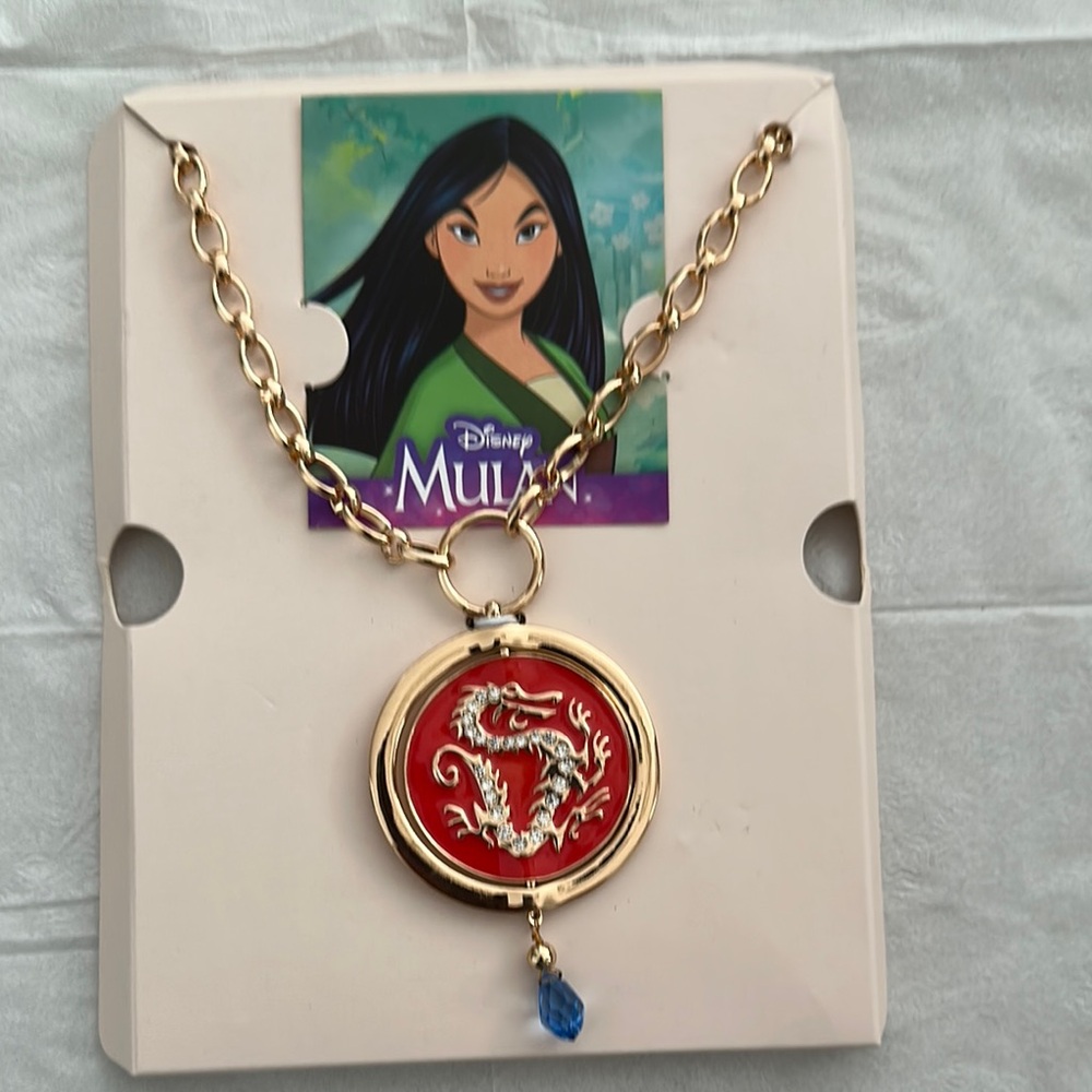 Disney Mulan Gold and Red Pendant Necklace